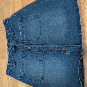 POPSUGAR Blue Button-Front A-Line Denim Skirt
